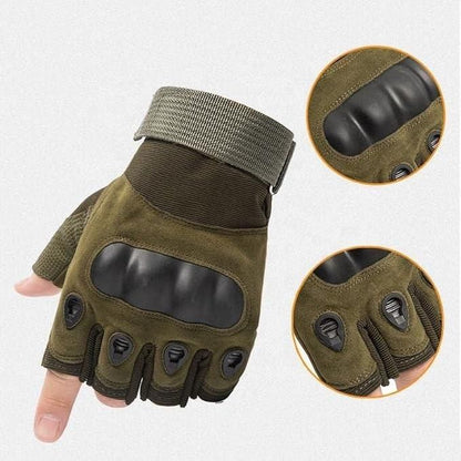 Non-Slip Half Finger Rubber Knuckle Motorcycle Gloves